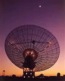 Telescope pointing towards the Moon