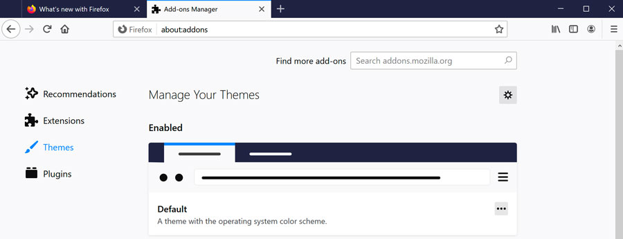 Default browser theme of Firefox