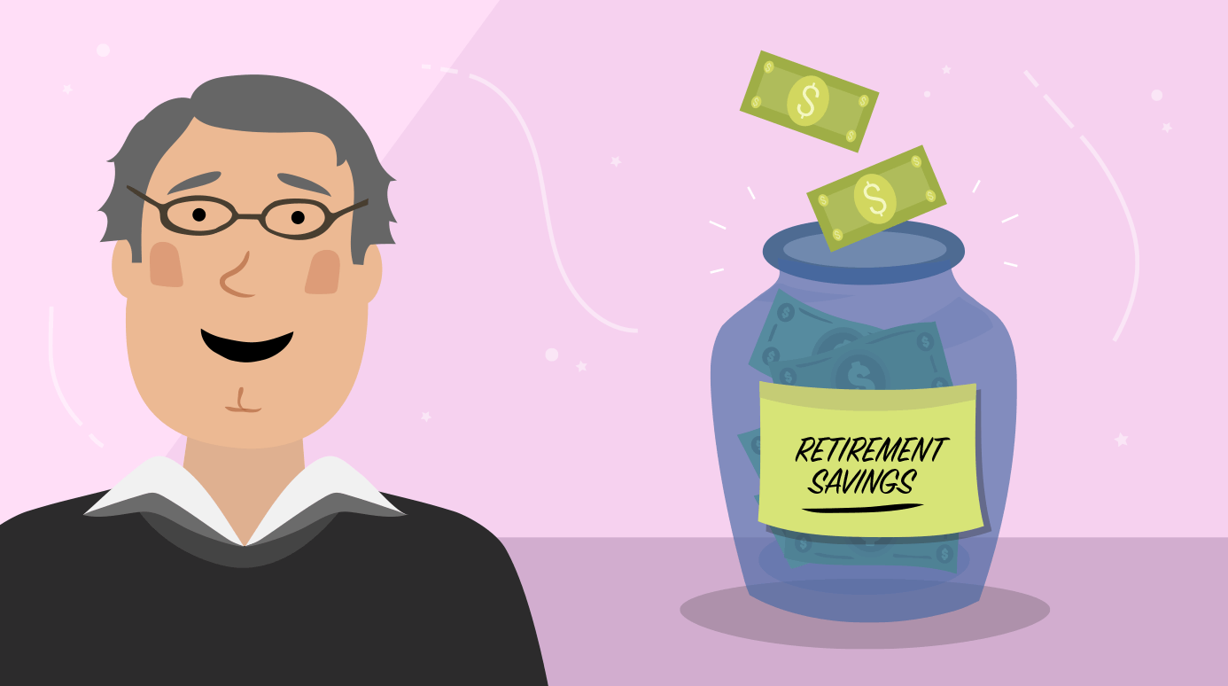 illustration of a man with his retirement savings