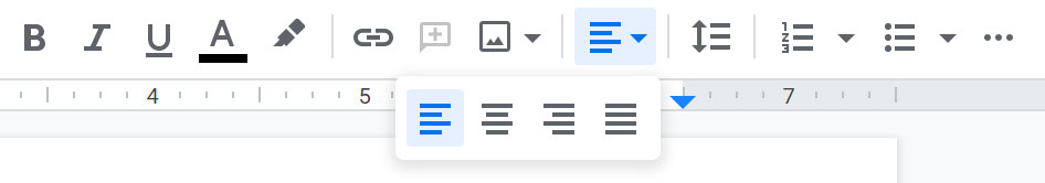 viewing the alignment buttons