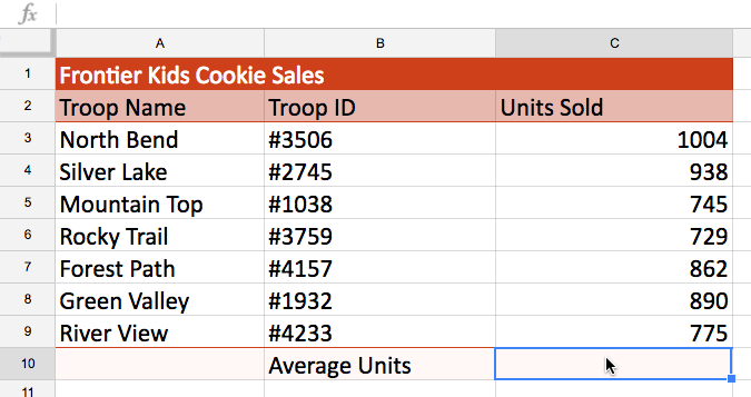 Selecting a range of cells