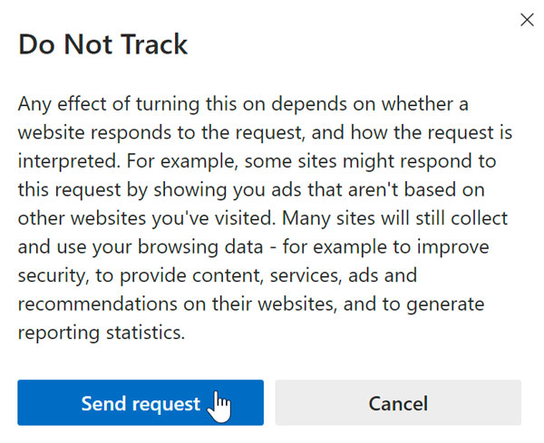 clicking Send request button