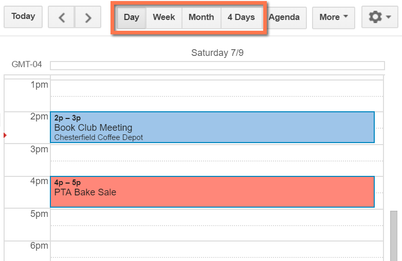 Viewing appointments by day in Google Calendar