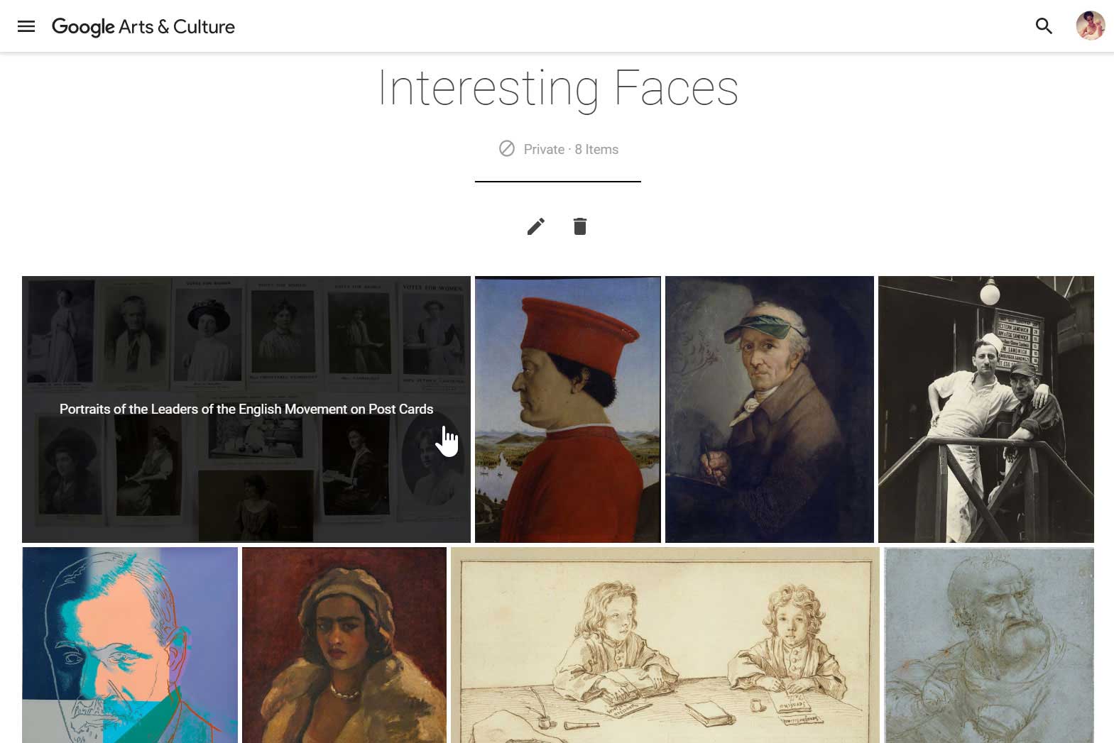 Google Art Projects favorites gallery