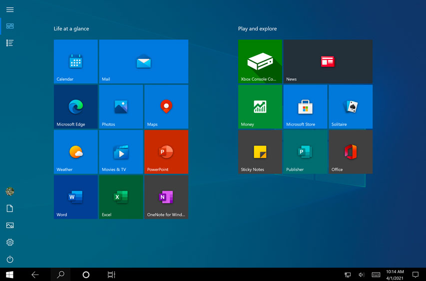 tablet mode in Windows 10