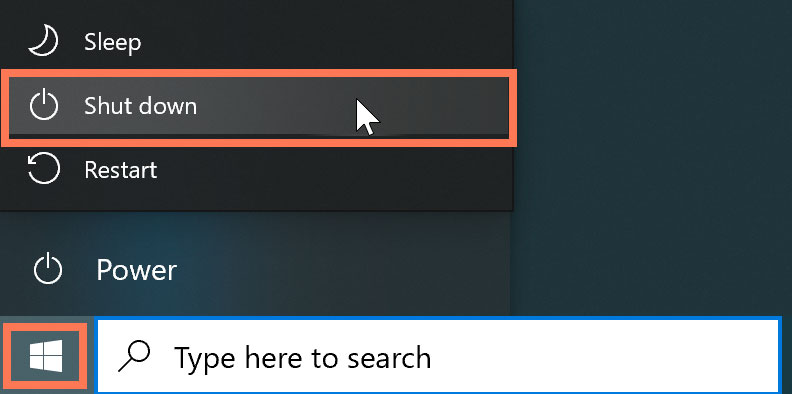 shutting down a Windows 10 computer