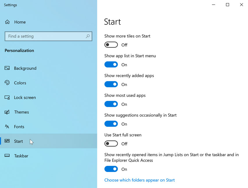 customizing the Start menu