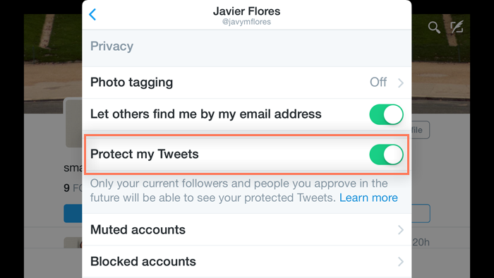 enabling the Protext my Tweets option