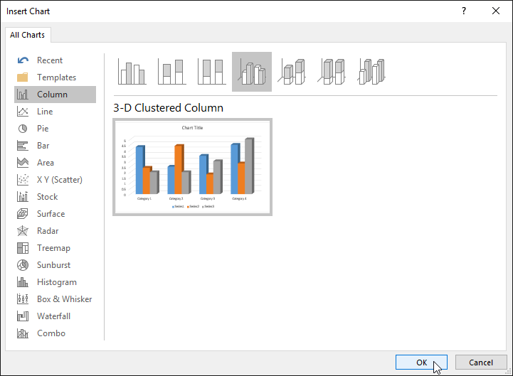 selecting a chart style