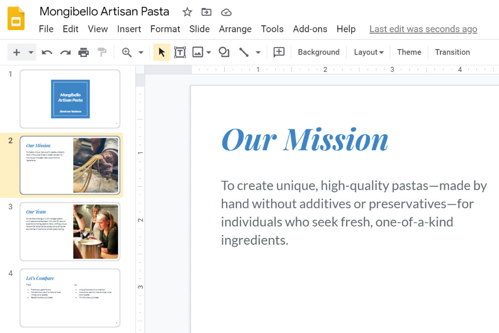 viewing the changes applied to all slides