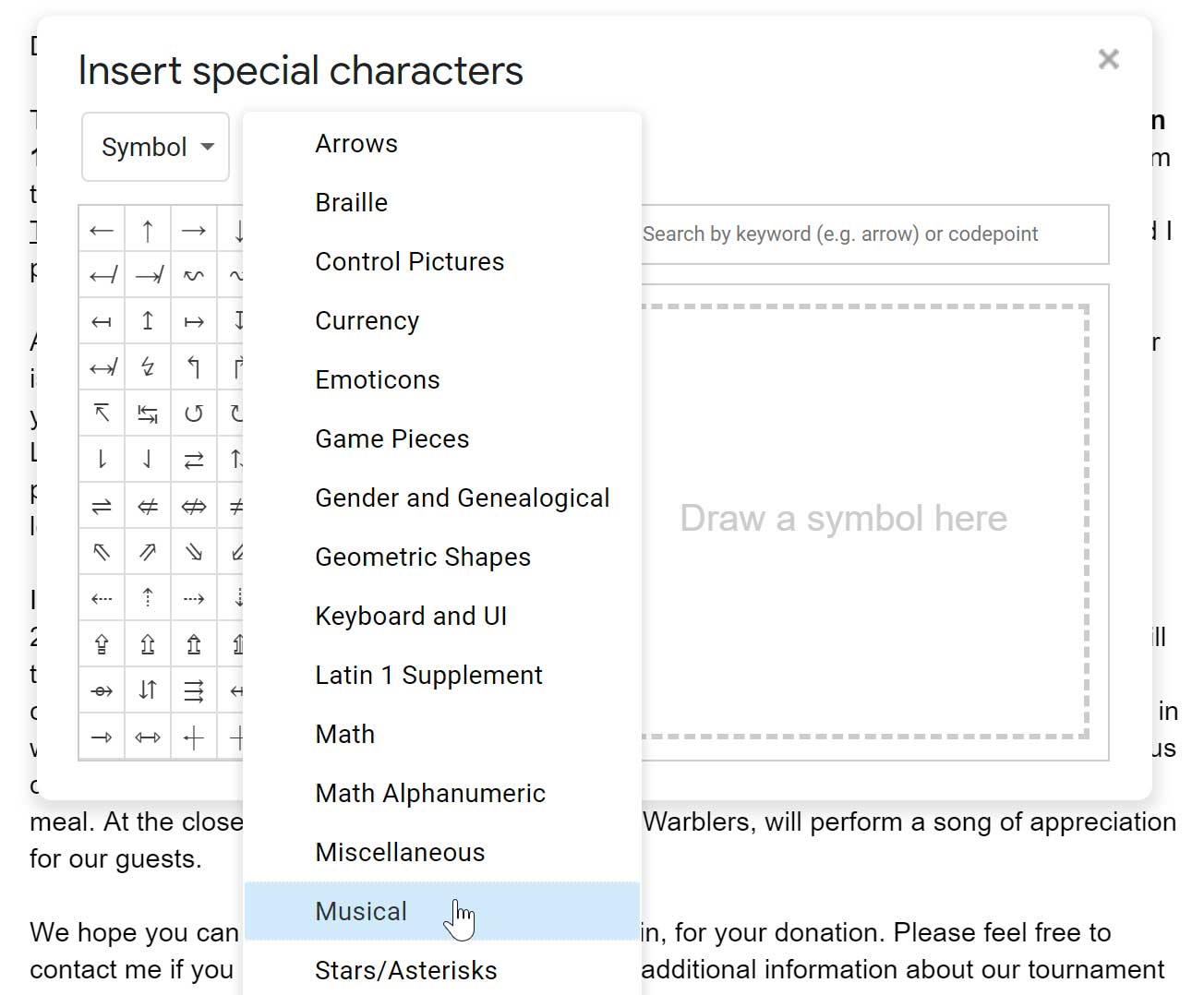 browsing groups of symbols