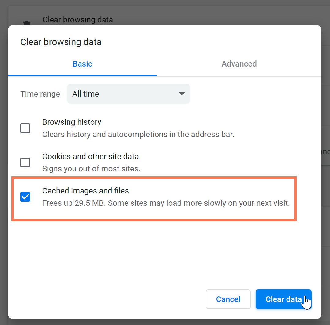 clearing cached data