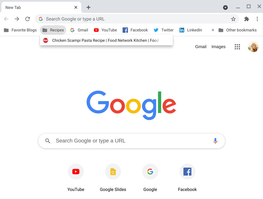 Bookmark saved to Google account