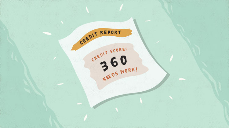 credit report with low credit score of 360