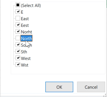 Screenshot of deselecting correct values