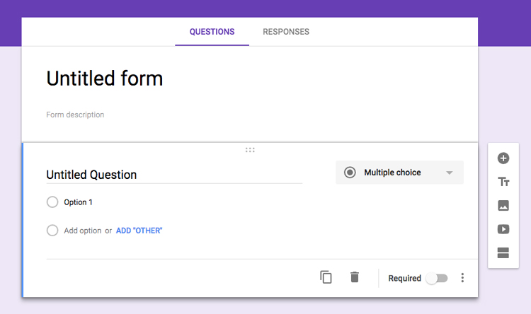 google forms interface