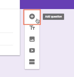 clicking add question icon