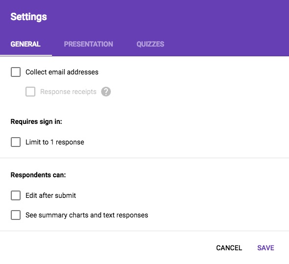 the settings menu