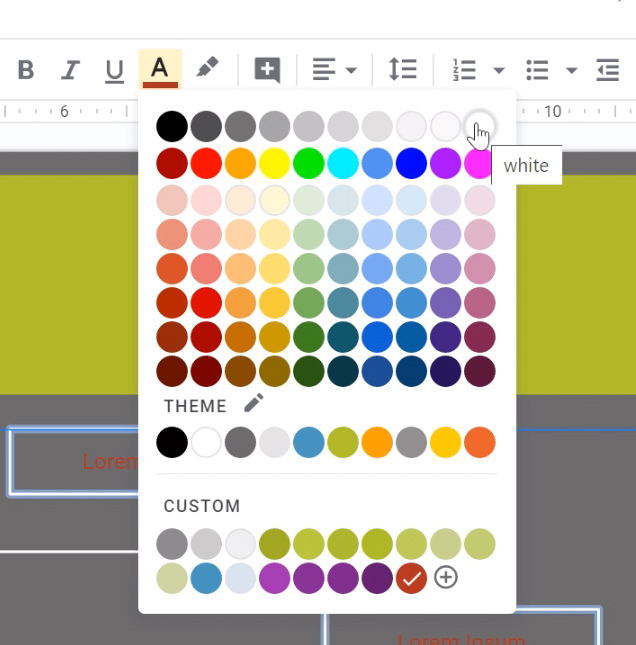 changing the text color