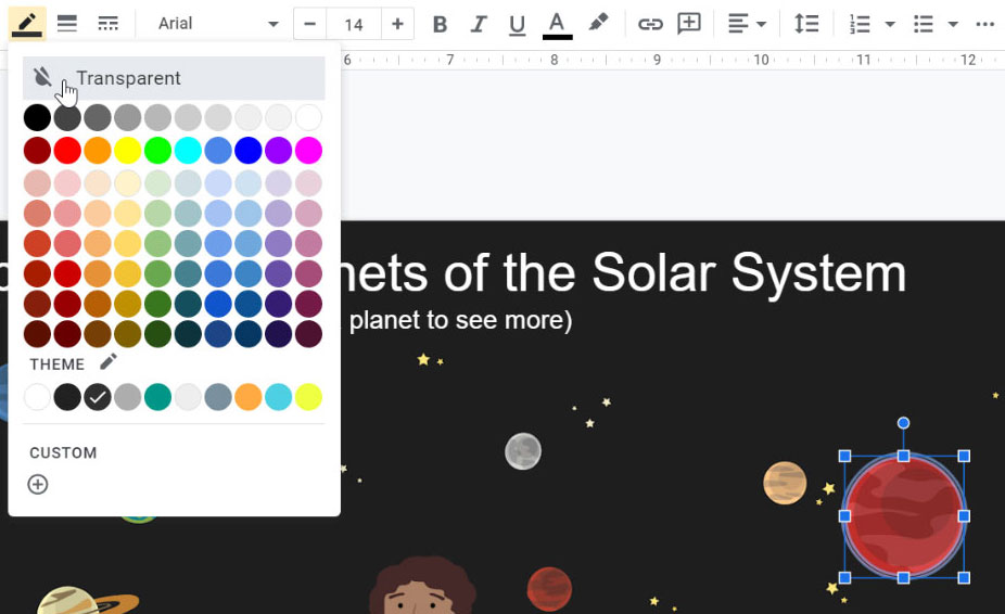 selecting transparent border color