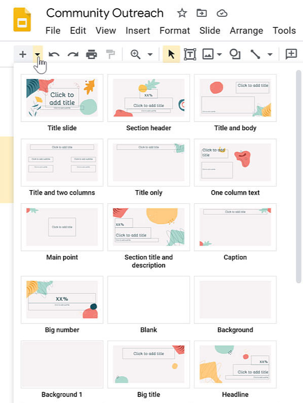 viewing layout options