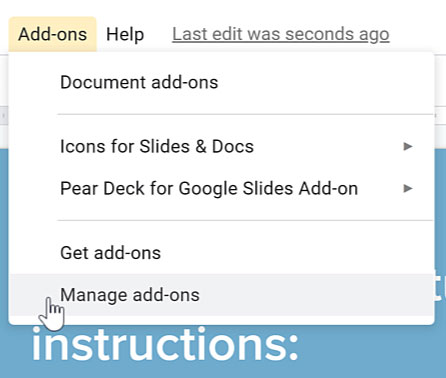 selecting manage add-ons