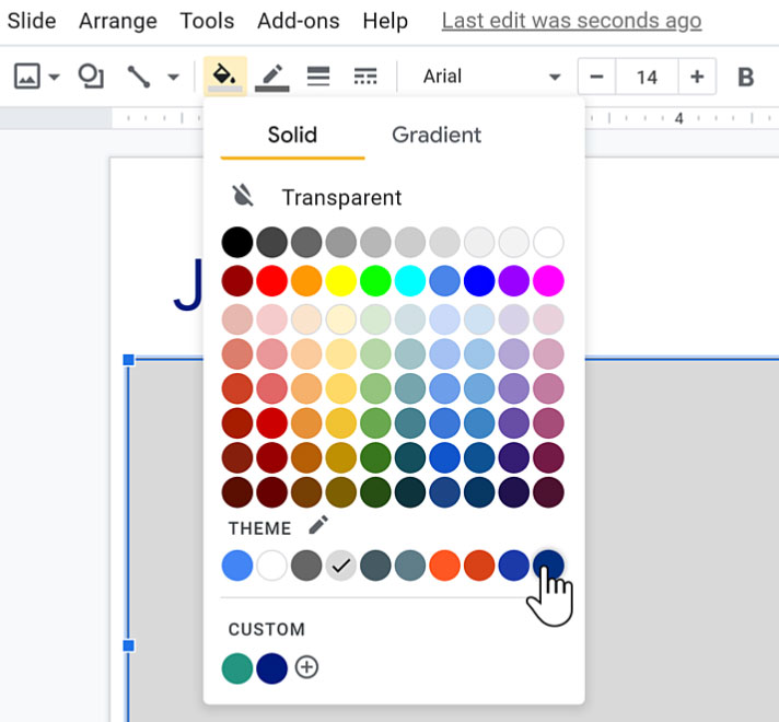 selecting a color