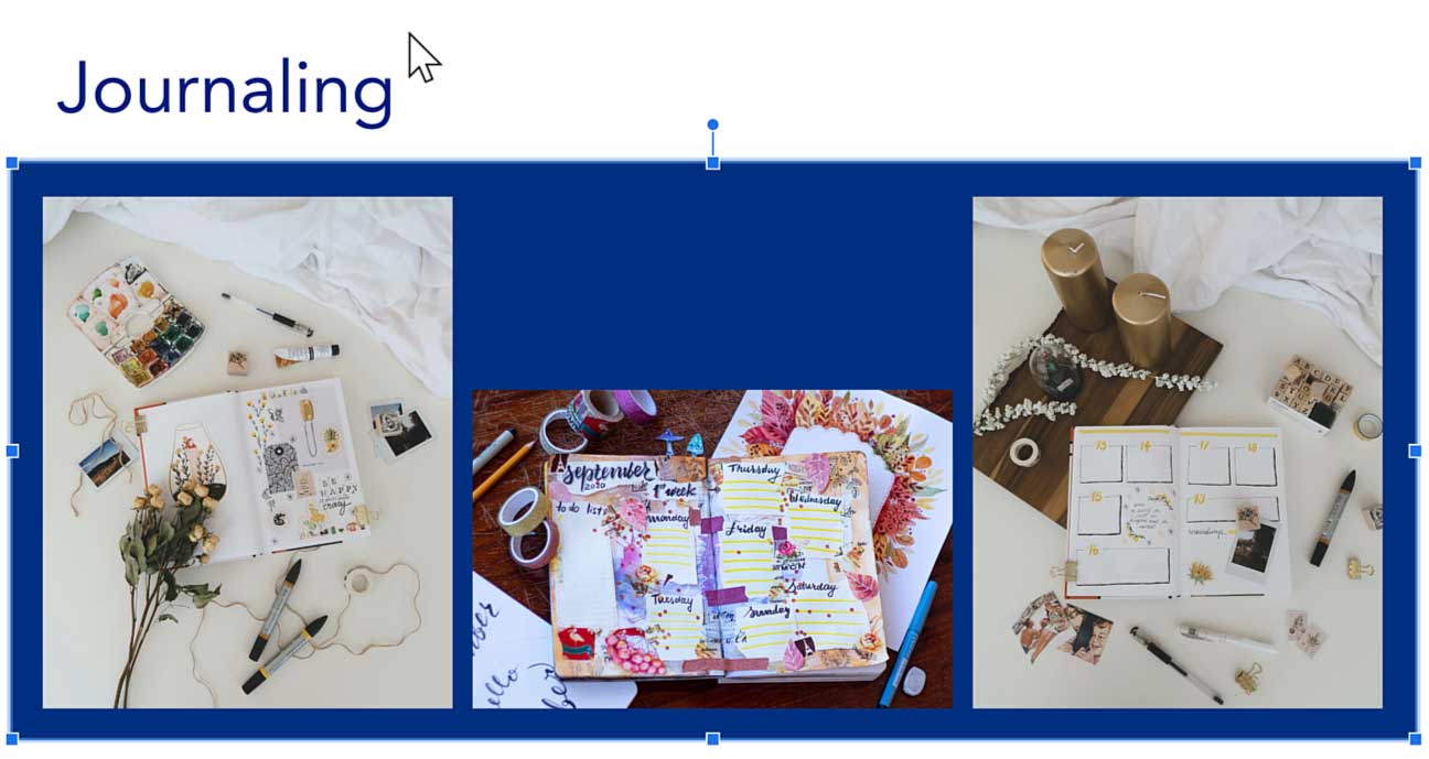 showing rectangle behind photos