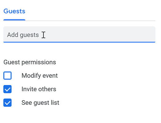 typing in the add guests field