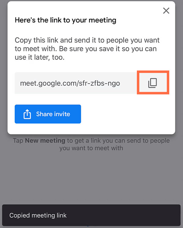 copying meeting link