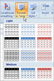 Format as Table