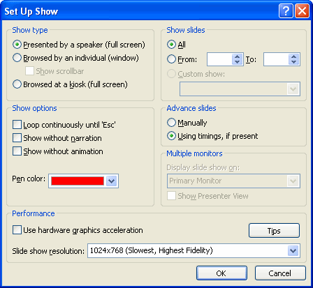 Set Up Show Dialog Box