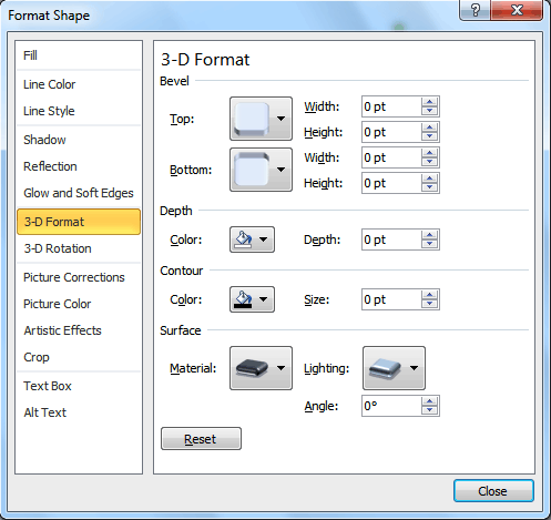 Viewing the 3-D Options