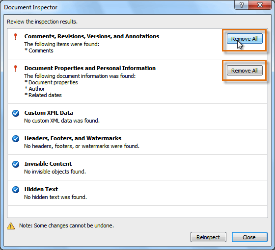 Removing possibly sensitive data