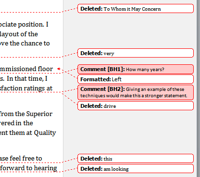 Revisions in the right margin