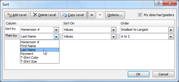 Choosing criteria for a second level