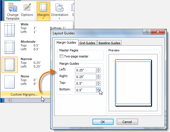 Setting custom margins