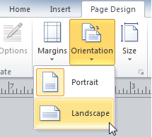 Page orientation options