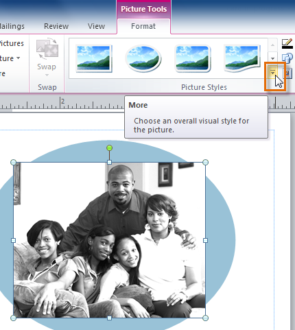 The More Picture Styles drop-down arrow