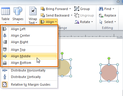 Alignment options