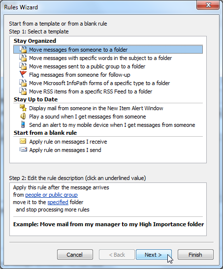 Screenshot of Microsoft Outlook 2010