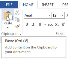 Screenshot of Word 2013