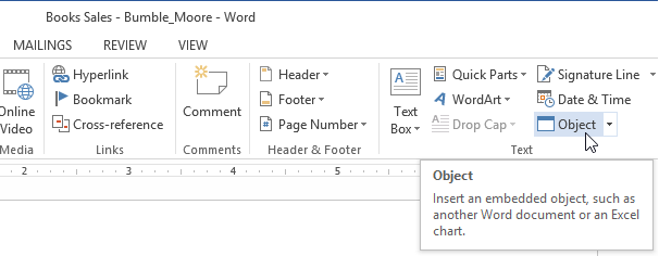 Screenshot of Word 2013