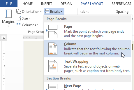 Screenshot of Word 2013