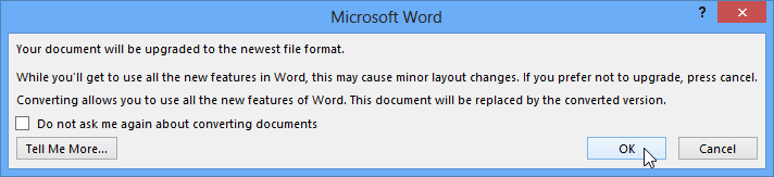 Screenshot of Word 2013