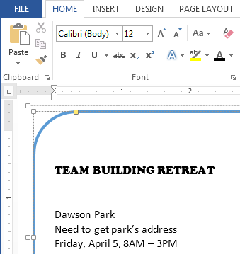 Screenshot of Word 2013