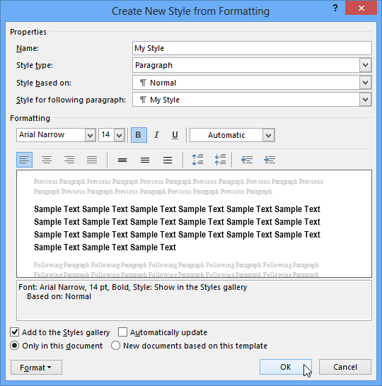 Screenshot of Word 2013