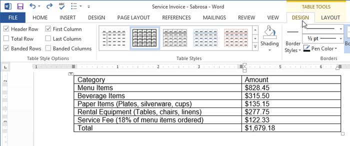 Screenshot of Word 2013