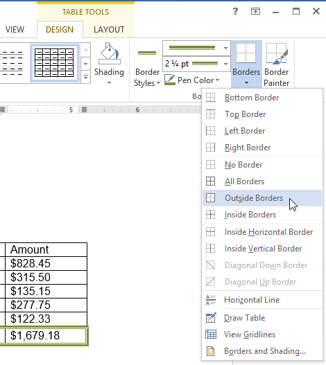 Screenshot of Word 2013