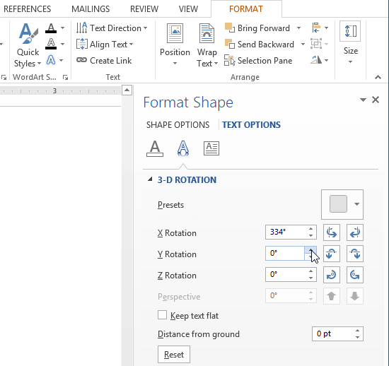 Screenshot of Word 2013